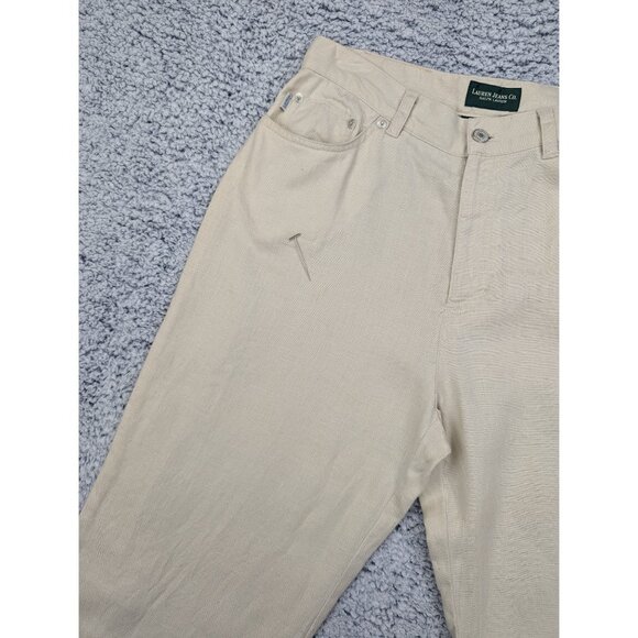 Lauren Ralph Lauren 100% Linen Wide Leg Capris Size 10 Boho Beach Travel Beige - Picture 10 of 16